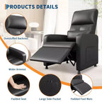 Fauteuil Inclinable Électrique, Fauteuil Relaxation Électrique Réglable Ergonomique en Cuir PU Sur-rembourré, Dossier Haut, Siège Rembourré, Siège de Cinéma Maison
