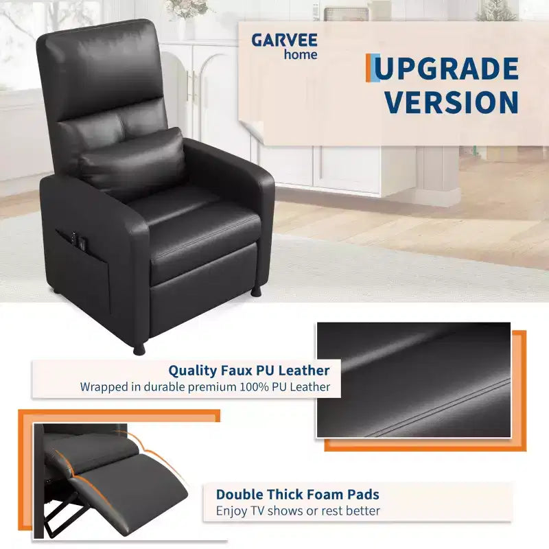 Fauteuil Inclinable Électrique, Fauteuil Relaxation Électrique Réglable Ergonomique en Cuir PU Sur-rembourré, Dossier Haut, Siège Rembourré, Siège de Cinéma Maison