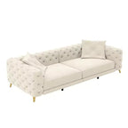 Canapé convertible 3-en-1 Whisen 97.7, assise profonde 28.4 avec capitonnage, 4 places avec pouf