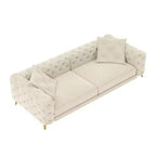 Canapé convertible 3-en-1 Whisen 97.7, assise profonde 28.4 avec capitonnage, 4 places avec pouf