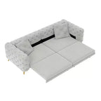 Canapé convertible 3-en-1 Whisen 97.7, assise profonde 28.4 avec capitonnage, 4 places avec pouf