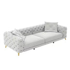 Canapé convertible 3-en-1 Whisen 97.7, assise profonde 28.4 avec capitonnage, 4 places avec pouf