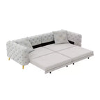 Canapé convertible 3-en-1 Whisen 97.7, assise profonde 28.4 avec capitonnage, 4 places avec pouf