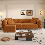 Canapé convertible 3-en-1 Whisen 97.7, assise profonde 28.4 avec capitonnage, 4 places avec pouf