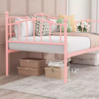 Lit de jour métallique double, Canapé-lits avec support et tête de lit en lattes d'acier, Peu encombrant, Aucun sommier tapissier requis, pour Appartement, Salon, Petits espaces