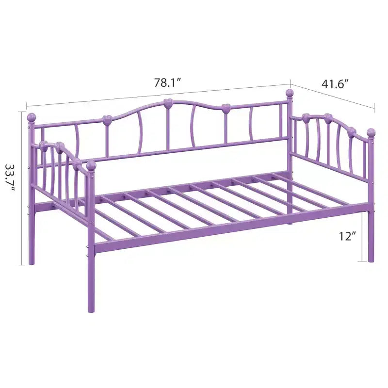 Lit de jour métallique double, Canapé-lits avec support et tête de lit en lattes d'acier, Peu encombrant, Aucun sommier tapissier requis, pour Appartement, Salon, Petits espaces