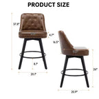 2 tabourets de bar pivotants de 66 cm avec dossier, pieds en bois massif et dossier en similicuir pour îlot de cuisine