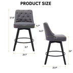 2 tabourets de bar pivotants de 66 cm avec dossier, pieds en bois massif et dossier en similicuir pour îlot de cuisine