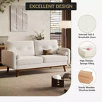 Canapé Causeuse 65, Canapé Mid-Century Moderne Confortable pour Salon, Canapés Revêtus de Lin pour Petite Chambre, Crème Beige