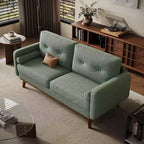 Canapé Causeuse 65, Canapé Mid-Century Moderne Confortable pour Salon, Canapés Revêtus de Lin pour Petite Chambre, Crème Beige