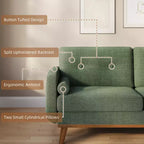 Canapé Causeuse 65, Canapé Mid-Century Moderne Confortable pour Salon, Canapés Revêtus de Lin pour Petite Chambre, Crème Beige