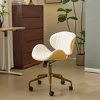 Karl Home | Chaise de bureau courbée en PU avec piètement bronze antique