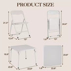 Ensemble table et chaises pliantes en métal GustoWave, chaises pliantes rembourrées en cuir avec coussin confortable et cadre en acier durable, table carrée