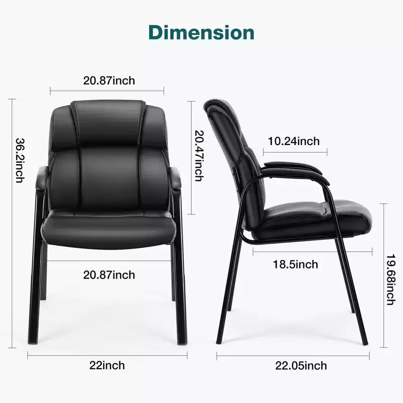 MAYEERTY Fauteuil de Bureau de Direction en Cuir PU Chaise de Conférence ou de Réception avec Accoudoirs Rembourrés Sans Roulettes