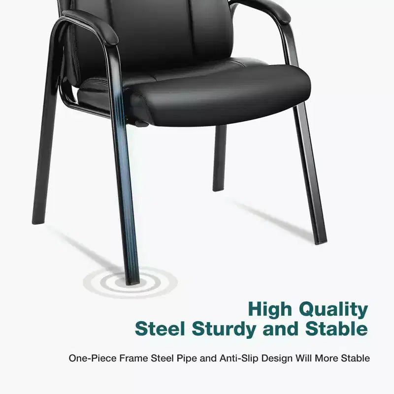 MAYEERTY Fauteuil de Bureau de Direction en Cuir PU Chaise de Conférence ou de Réception avec Accoudoirs Rembourrés Sans Roulettes