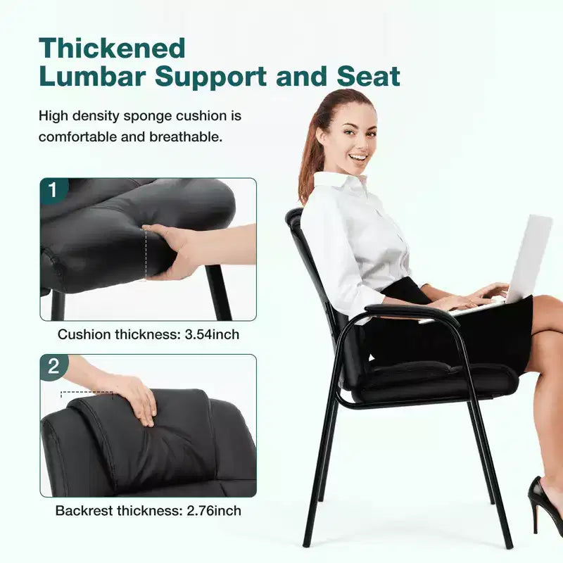 MAYEERTY Fauteuil de Bureau de Direction en Cuir PU Chaise de Conférence ou de Réception avec Accoudoirs Rembourrés Sans Roulettes