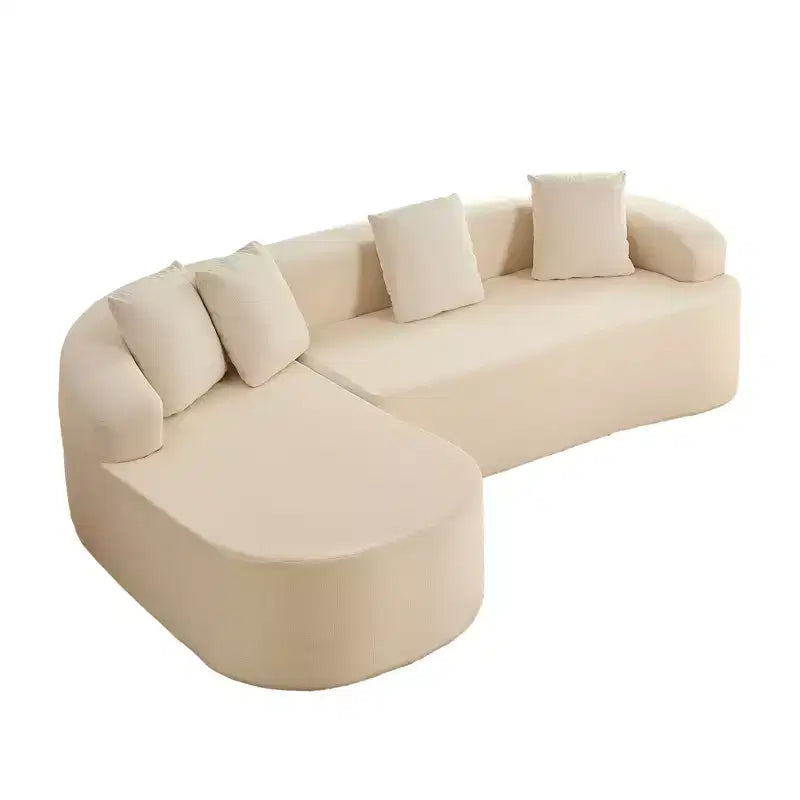 Mjkone Canapé d'angle en chenille 99'' avec méridienne incurvée, canapé 3 places Cloud moderne