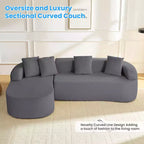 Mjkone Canapé d'angle en chenille 99'' avec méridienne incurvée, canapé 3 places Cloud moderne