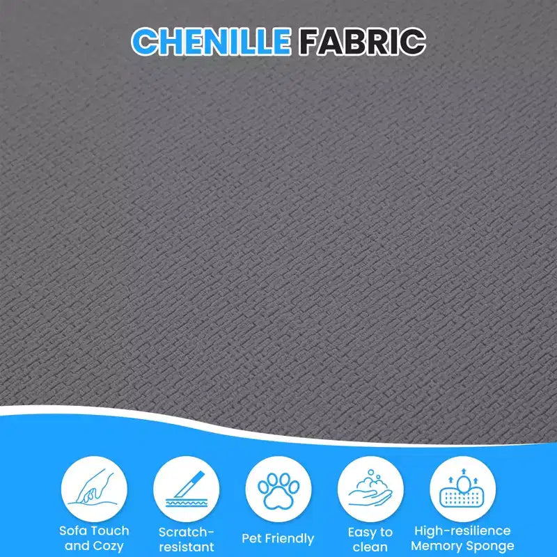 Mjkone Canapé d'angle en chenille 99'' avec méridienne incurvée, canapé 3 places Cloud moderne