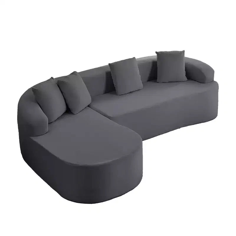 Mjkone Canapé d'angle en chenille 99'' avec méridienne incurvée, canapé 3 places Cloud moderne