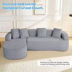 Mjkone Canapé d'angle en chenille 99'' avec méridienne incurvée, canapé 3 places Cloud moderne