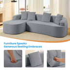 Mjkone Canapé d'angle en chenille 99'' avec méridienne incurvée, canapé 3 places Cloud moderne