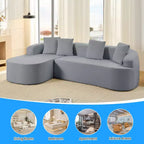 Mjkone Canapé d'angle en chenille 99'' avec méridienne incurvée, canapé 3 places Cloud moderne