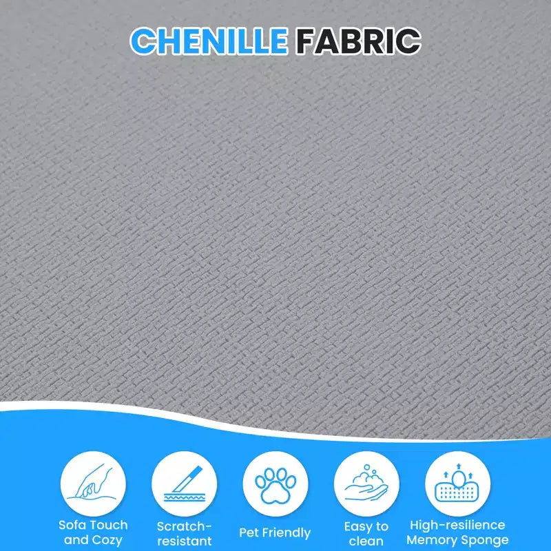 Mjkone Canapé d'angle en chenille 99'' avec méridienne incurvée, canapé 3 places Cloud moderne