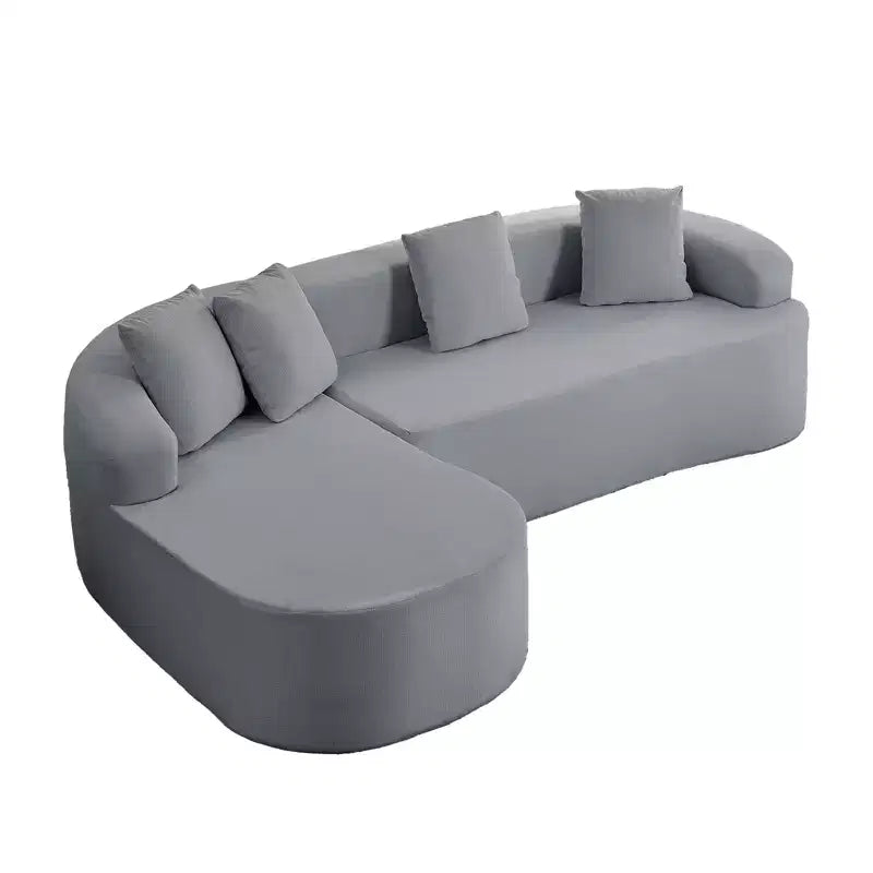 Mjkone Canapé d'angle en chenille 99'' avec méridienne incurvée, canapé 3 places Cloud moderne