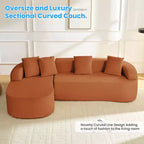 Mjkone Canapé d'angle en chenille 99'' avec méridienne incurvée, canapé 3 places Cloud moderne