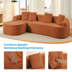 Mjkone Canapé d'angle en chenille 99'' avec méridienne incurvée, canapé 3 places Cloud moderne