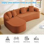Mjkone Canapé d'angle en chenille 99'' avec méridienne incurvée, canapé 3 places Cloud moderne