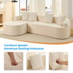 Mjkone Canapé d'angle en chenille 99'' avec méridienne incurvée, canapé 3 places Cloud moderne