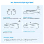 Mjkone Canapé d'angle en chenille 99'' avec méridienne incurvée, canapé 3 places Cloud moderne