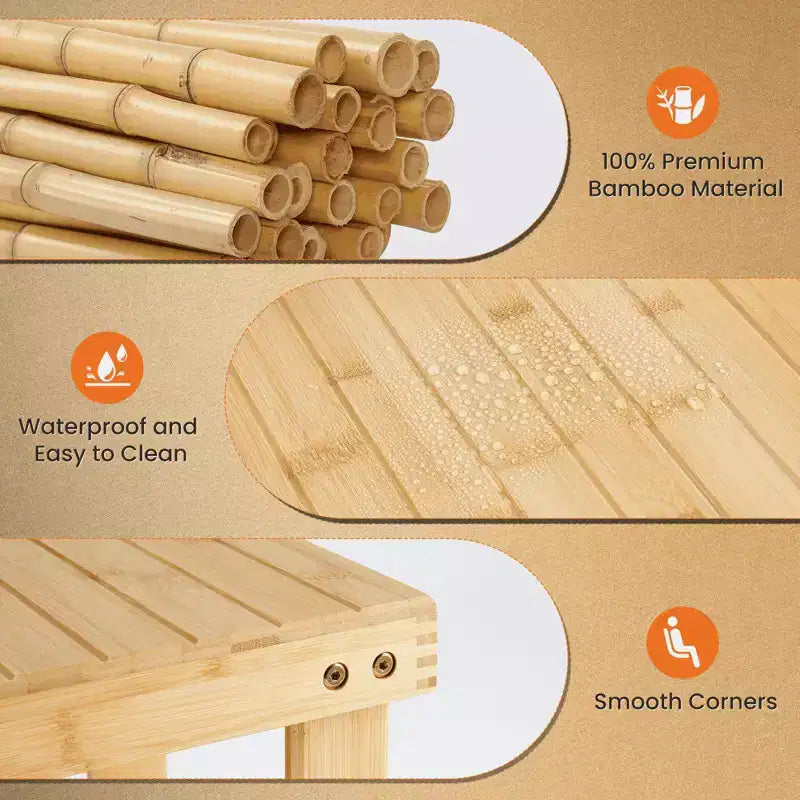 MAYEERTY Meuble à chaussures en bambou 3 niveaux avec banc, rangement compact, capacité de 130 kg