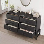 Commode large COZONY à 6 tiroirs, grande armoire de rangement en bois, organisateur de placard autoportant pour chambre, salon, entrée