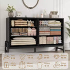 Commode large COZONY à 6 tiroirs, grande armoire de rangement en bois, organisateur de placard autoportant pour chambre, salon, entrée