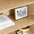 Étagère CuisinSmart à 5 niveaux en rotin avec armoire de rangement et porte, bibliothèque industrielle haute avec étagères ouvertes pour salon et chambre