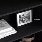 Étagère CuisinSmart à 5 niveaux en rotin avec armoire de rangement et porte, bibliothèque industrielle haute avec étagères ouvertes pour salon et chambre
