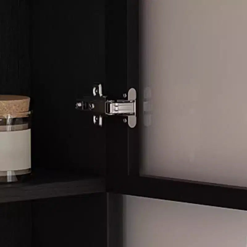 Homy Casa Bureau d'angle avec huche à porte vitrée et tiroirs de rangement pour petit espace, bureau à domicile, cadeau de vacances, noir