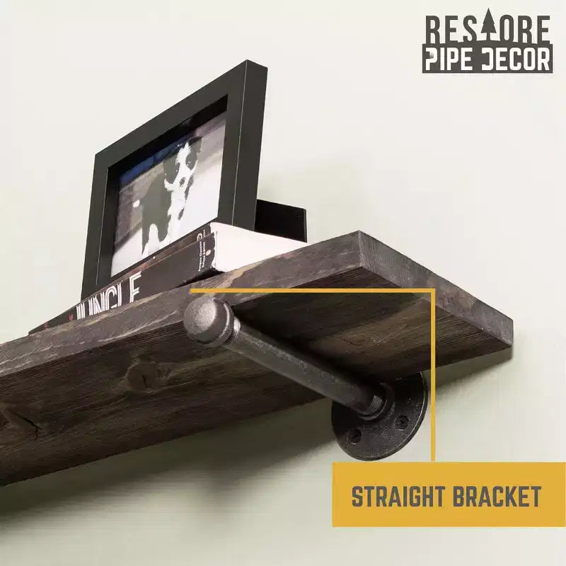 RESTORE Étagères Boulder noires de 36 po avec supports droits par Pipe Decor