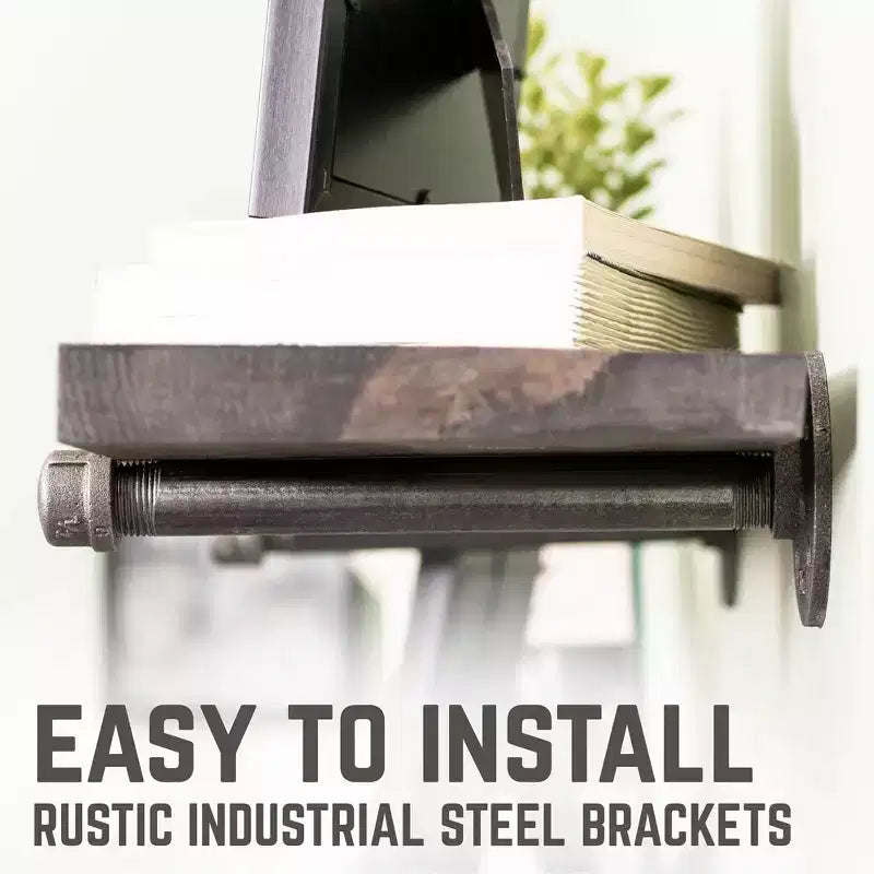 RESTORE Étagères Boulder noires de 36 po avec supports droits par Pipe Decor