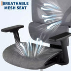 Chaise de bureau ergonomique GustoWave avec dossier en maille respirante, soutien lombaire élevé, accoudoirs réglables 3D pour le travail ou le jeu