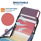 Chaise de Plage Portable pour Adultes, Chaise de Camping Pliante Extérieure avec Appui-tête, Rayures Arc-en-ciel Robustes