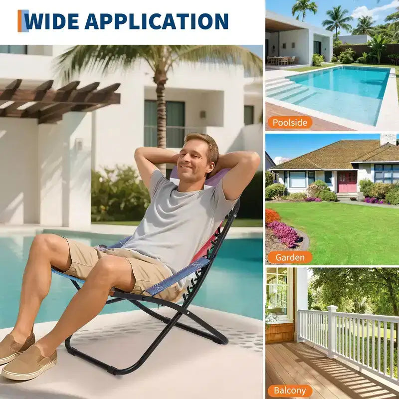 Chaise de Plage Portable pour Adultes, Chaise de Camping Pliante Extérieure avec Appui-tête, Rayures Arc-en-ciel Robustes