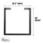 Pipe Decor Pieds de table de salle à manger ou de bureau en métal noir mat carré Skyline de 71 cm - Paquet de 2
