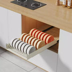 No Drilling Pull Out Cabinet Organizer, Slide Out Drawer Dish Organizer for Under Sink Kitchen Cabinets, Roll Out Shelves Secured with Adhesive Film