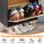 Meuble à chaussures dissimulé avec 2 tiroirs basculants en rotin et design anti-basculement, Armoire à chaussures pour entrée, couloir, rangement pour 12 à 15 paires