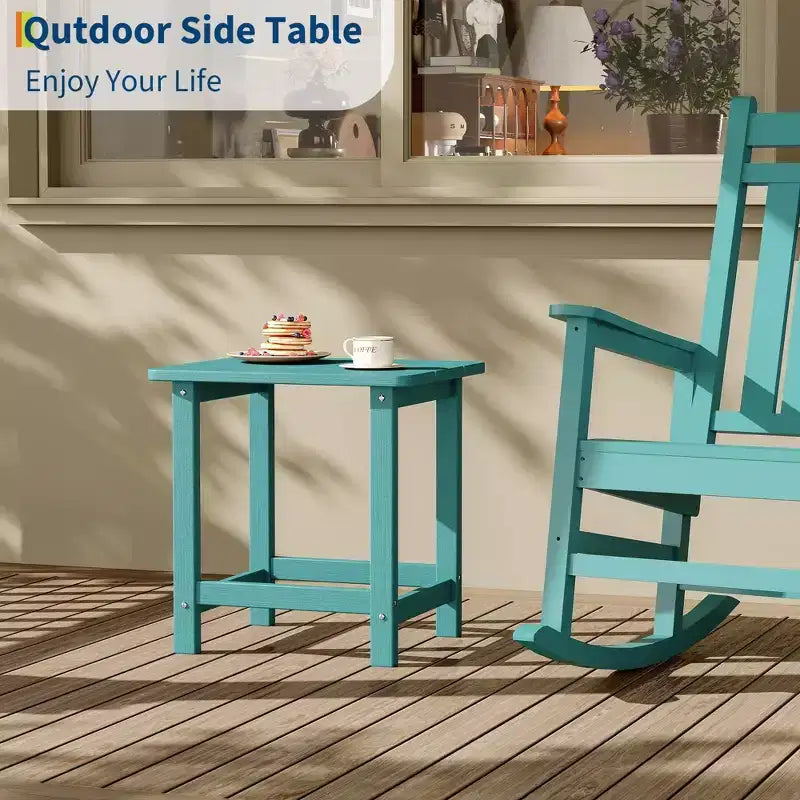 Table d'appoint d'extérieur carrée en PEHD, table de patio Adirondack durable pour la plage/véranda, résistante aux intempéries et facile à assembler