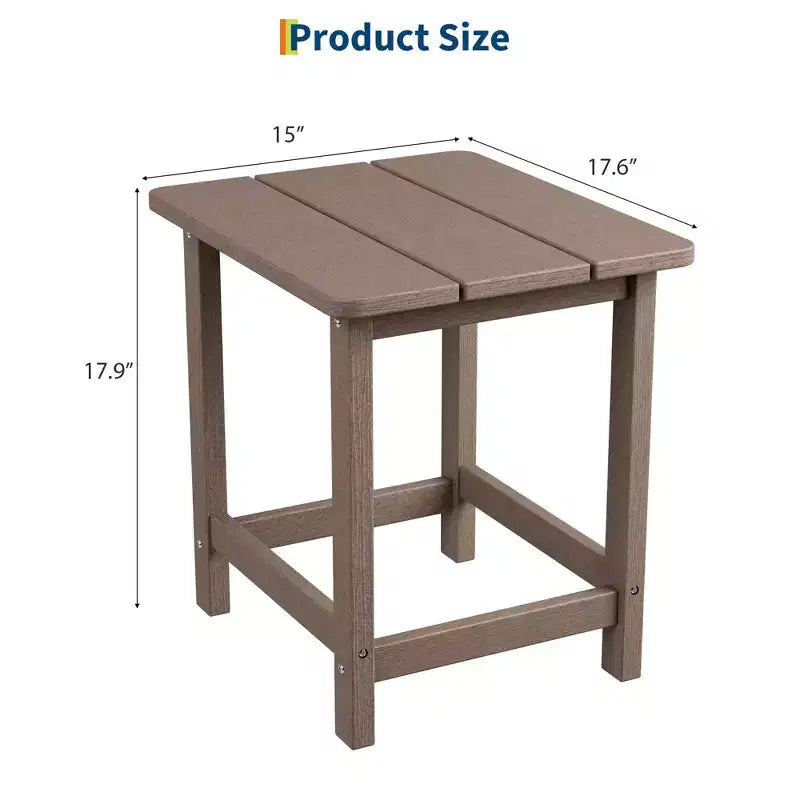 Table d'appoint d'extérieur carrée en PEHD, table de patio Adirondack durable pour la plage/véranda, résistante aux intempéries et facile à assembler
